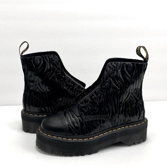 NEW DR MARTENS SINCLAIR ZEBRA SMOOTH LEATHER PLATFORM BOOTS - Picture 7 of 12